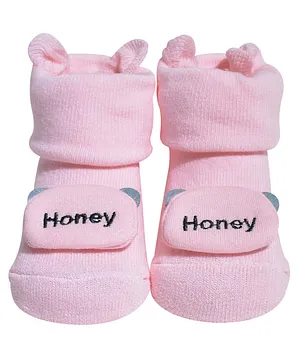 Kidofash Honey Applique Detail Sock Booties - Pink