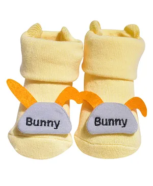 Kidofash Bunny Applique Detail Socks Cum Booties - Yellow