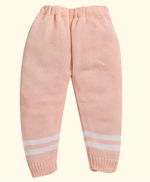 Little Angels Full Length Baby Wool Stripe Pattern Winter Pant - Peach