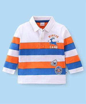 Babyhug Cotton Full Sleeves T-Shirt with Graphic Print - White & Blue