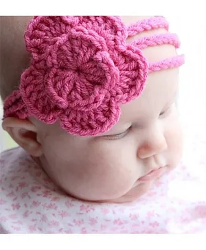 Love Crochet Art Crochet Flower Head Band For Girl - Pink