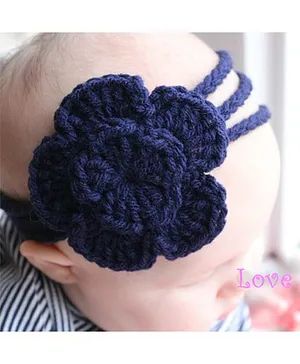 Love Crochet Art Crochet Flower Head Band For Girl - Blue