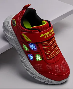 Skechers Dynamic Flash Rezlur LED Shoes with Velcro Closure - Red