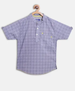 612 League Half Sleeves Seamless Abstract Design Printed Shirt - Blue