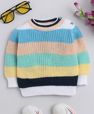 Little Angels Full Sleeves Striped Design Detailed Pullover Sweater - Multi Colour