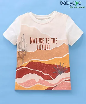 Babyoye 100% Cotton With Eco Jiva Finish Half Sleeves Text Print t-Shirt - Multicolor