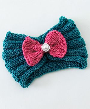 Babyhug Crochet Bow With Pearl Headbands - Blue