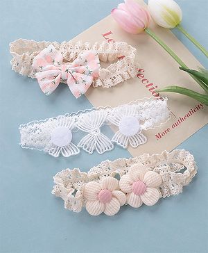 Babyhug Free Size Headbands with Floral Applique Pack of 3 - Multicolour