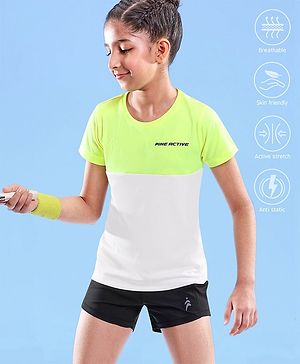 Pine Active Skin Friendly & Breathable Half Sleeves Sportswear T-Shirt - Green & White