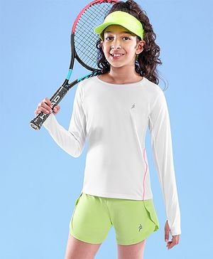 Pine Active Skin Friendly & Breathable Full Sleeves Sportswear T-Shirt - White