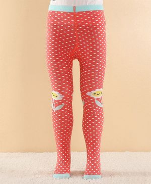 Cutewalk by Babyhug Anti Bacterial Footed  Tights Polka Dots Print - Red