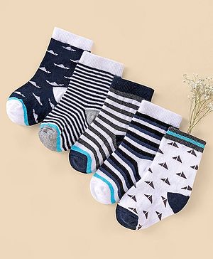 Cutewalk By Babyhug Anti Bacterial Ankle Length Socks Stripes Design Pack Of 5- Multicolor