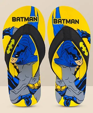 Kidsville DC Comics Super Heroes Featuring  Batman Printed Flip Flops - Yellow