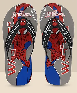 Kidsville Marvel Avengers Super Heroes Featuring  Spider Man Printed Flip Flops - Grey