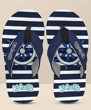 Kidsville Striped Flip Flops - Navy Blue