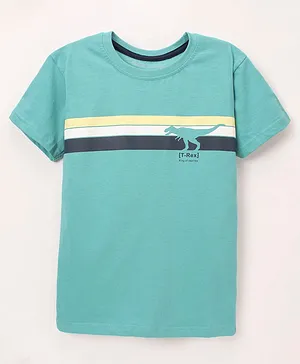 Doreme Cotton Single Jersey Half Sleeves T-Shirt Dino Print - Blue