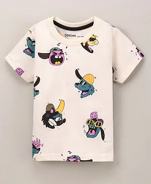 Doreme Single Jersey Half Sleeves T-shirt Cartoon Print- Pink