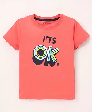 Doreme Single Jersey Half Sleeves T-shirt Text Print- Pink