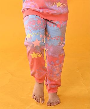 Anthrilo Stars & Tie Dye Print Fleece Jogger - Pink