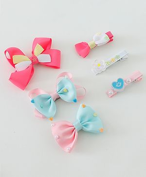 Babyhug Free Size Hair Clips Bow Design Pack of 6- Multicolor