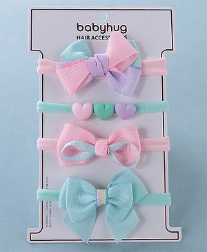 Babyhug Free Size Headbands Pack of 4 - Blue & Multicolor