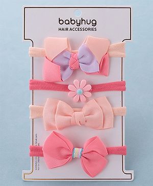 Babyhug Free Size Headbands with Bow Pack of 4 - Multicolor