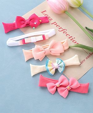Babyhug Free Size Headbands With Attached Bow Pack of 5 - Multicolor