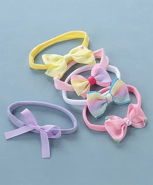 Babyhug Free Size Headbands with Bow Pack of 5 - Multicolor