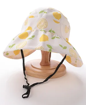 Bonfino Bucket Hat Lemon Print Off White - Diameter 18 cm