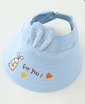 Babyhug Free Size Bucket Hat Text Embroidered & Ear Applique - Blue