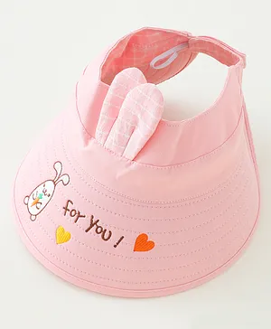Babyhug Free Size Bucket Hat Text Embroidered & Ear Applique - Pink