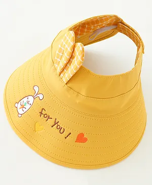 Babyhug Free Size Bucket Hat Text Embroidered & Ear Applique - Yellow