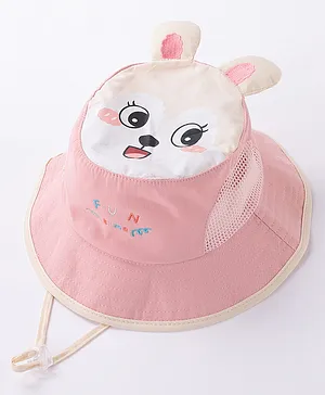 Babyhug Free Size Bucket Hat Bunny Print & Ear Applique - Pink