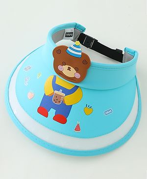 Babyhug Free Size Bucket Hat Teddy Applique - Light Blue