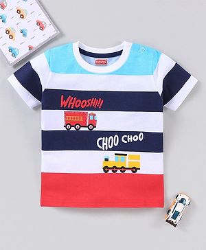 Babyhug Cotton Knit Half Sleeves T-Shirt Truck Print - Blue