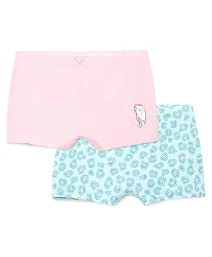 Charm n Cherish Pack Of 2 Unicorn & Leopard Printed Hipster Briefs - Pink & Green