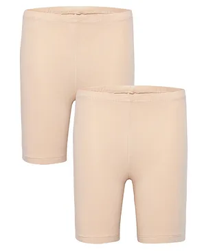 Charm n Cherish Pack Of 2 Solid Cycling Shorts - Beige