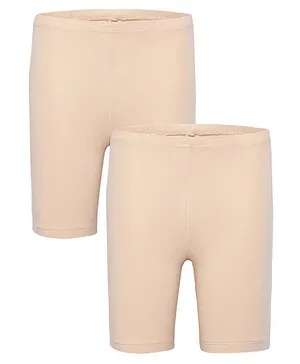 Charm n Cherish Pack Of 2 Solid Cycling Shorts - Beige