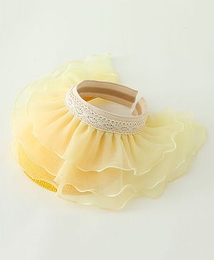Babyhug Straw Hats With Net Frill & Lacework Applique Yellow - Diameter 37 cm