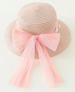 Babyhug Straw Hats With Bow Applique - Pink