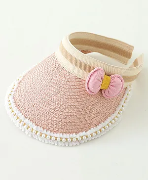 Babyhug Crochet Straw Hat With Bow  Pink -  Diameter 37 cm