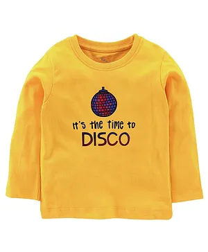 Zeezeezoo Full Sleeves Party Theme Its The Time To Disco Printed T Shirt - Yellow