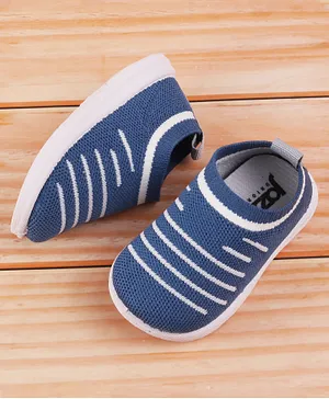 Jazzy Juniors Striped Design Woven Mesh Unisex Casual Slip On Shoes - Blue