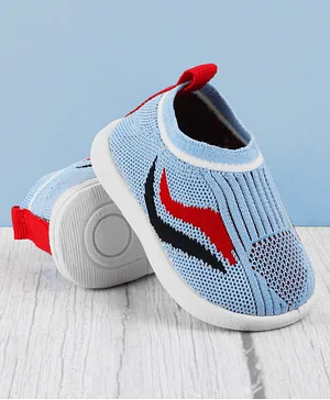 Jazzy Juniors Abstract Design Woven Mesh Unisex Casual Slip On Shoes - Blue & Red
