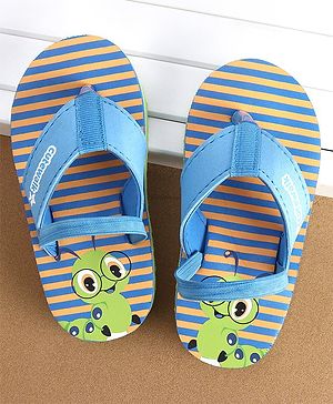 Cute Walk by Babyhug Flip Flops With Back Strap Caterpillar  Print - Blue