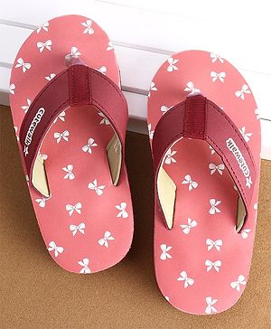 Cute Walk by Babyhug Slip On Flip Flops Bow Print - Pink