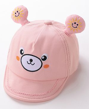 Babyhug Teddy Embroidered Baseball Cap Pink - Circumference 46 cm