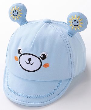 Babyhug Teddy Embroidered Baseball Cap Blue - Circumference 46 cm
