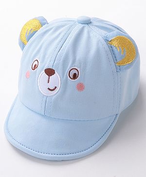 Babyhug Teddy Embroidered Baseball Cap Blue - Circumference 46 cm