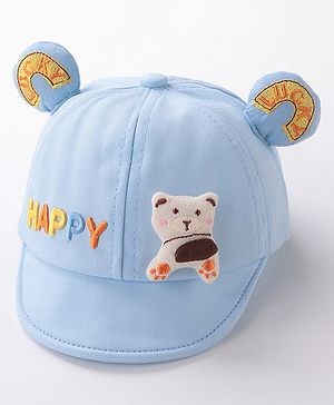 Babyhug Puppy Embroidered Baseball Cap Blue - Circumference 46 cm